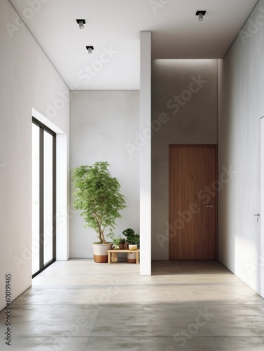 minimalist entryway with a clean design, generative ai