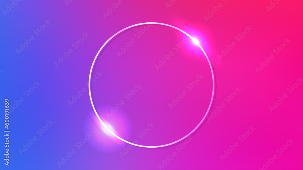 Neon circle frame with shining effects