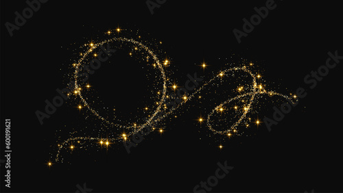 Gold glittering confetti wave and stardust