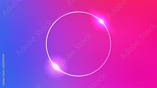 Neon circle frame with shining effects