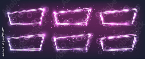 Neon frame with shining effects and sparkles