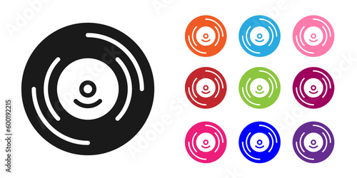 Black Vinyl disk icon isolated on white background. Set icons colorful. Vector