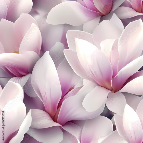 The background is made of magnolia flowers. Generative AI.