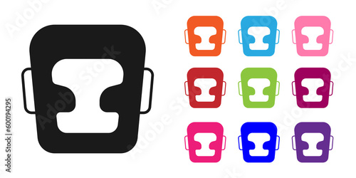 Black Boxing helmet icon isolated on white background. Set icons colorful. Vector