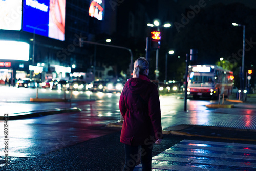 Buenos Aires City, Buildings under the rain at night, Argentina