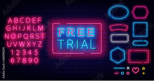 Free trial sign in rectangular frame. Geometric frames collection. Surprise for followers. Vector stock illustration