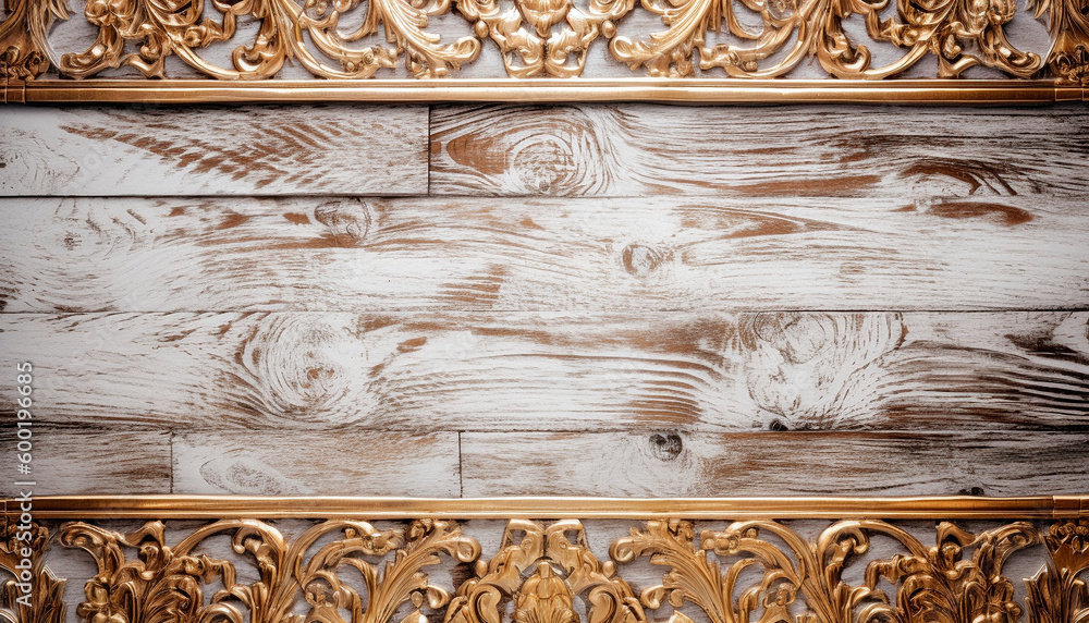background with natural expensive wood and gold. High quality Generative AI