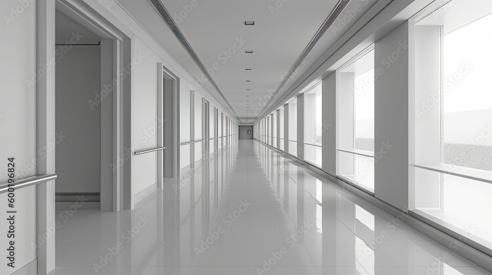Fototapeta premium empty modern hallway with clean lines, generative ai
