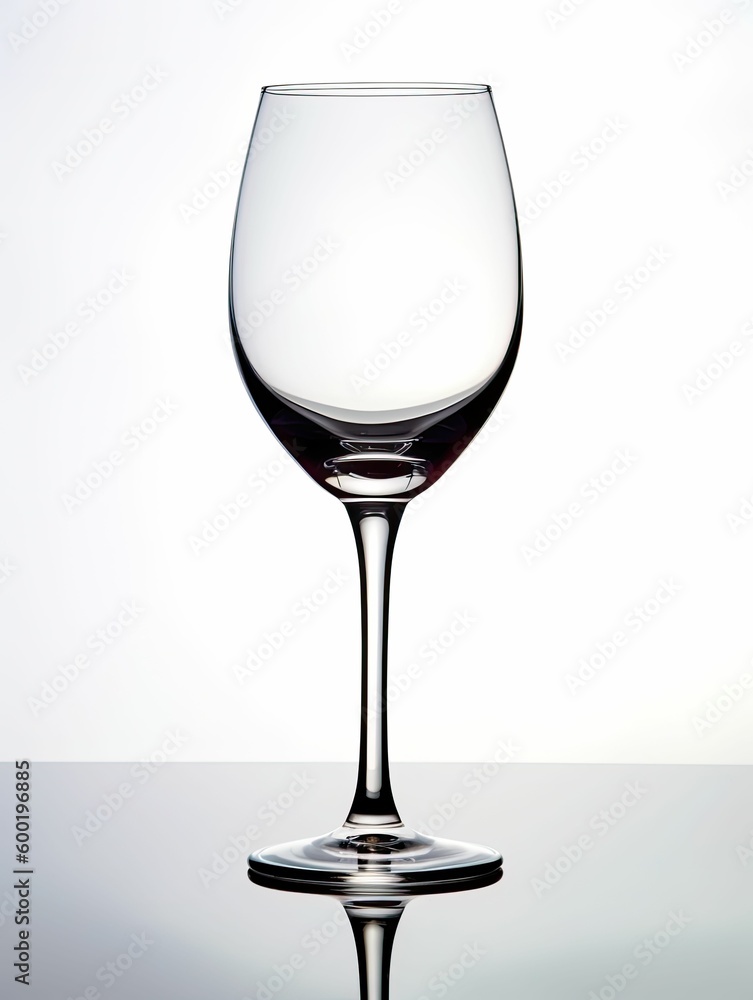 Fototapeta premium a single elegant wine glass on a white background, generative ai