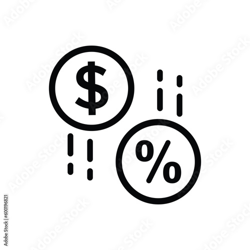 percentage commission icon, decrease in interest rate, brokerage, low price, reduce cost, sale percent tax, cashback, thin line symbol - editable stroke vector illustration