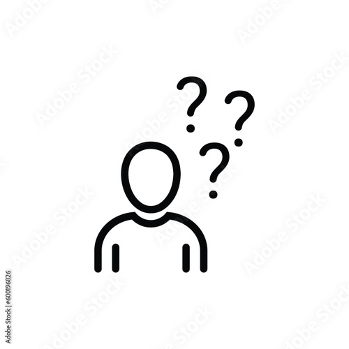 man think icon, doubt or unsure, person with question, enquire, human lost and difficulty, editable stroke vector illustration eps10