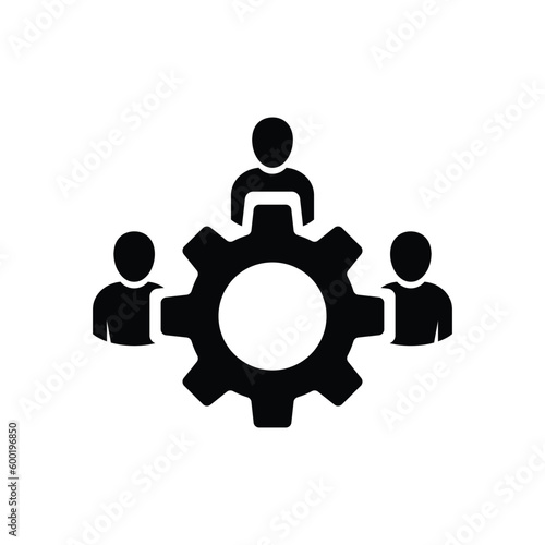 Management Icon. Teamwork management icon. Business team. Company leader, supervisor. Partnership icon. Organization workforce. Facility