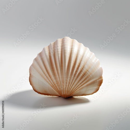 a single perfect seashell on a clean white surface, generative ai