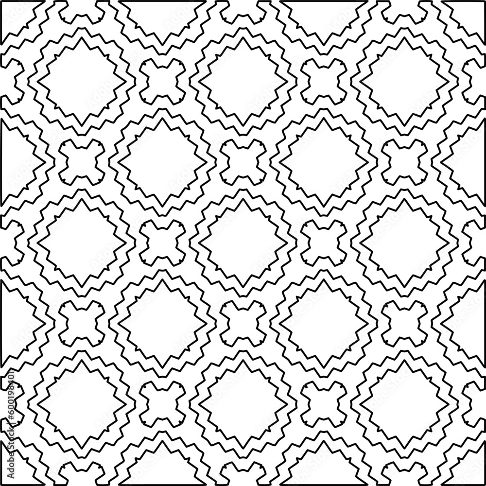 Naklejka premium Geometric pattern of lines. Black and white pattern for web page, textures, card, poster, fabric, textile.