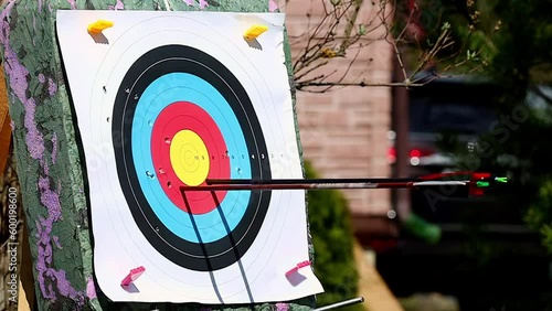 Arrow Hitting Target in slow motion, Archery