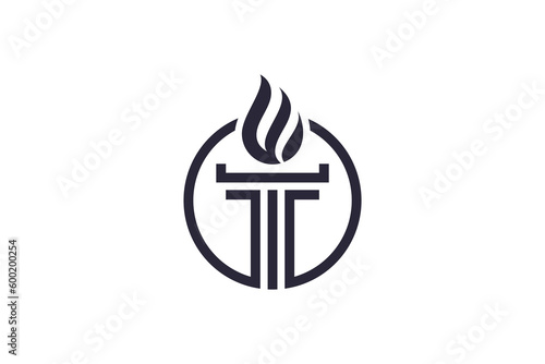 torch design logo template in circle shape