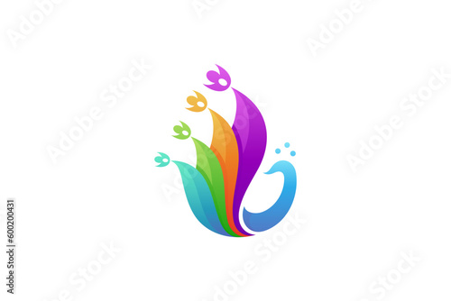 peacock colorful gradient logo design