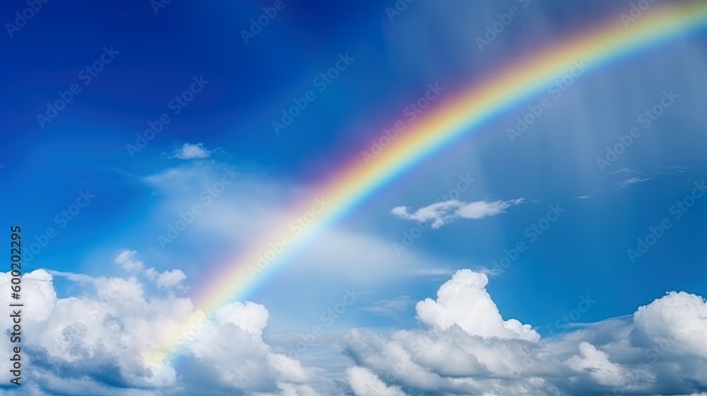 Fantastic Vivid Rainbow Sky view Beautiful sky and clouds with rainbow background