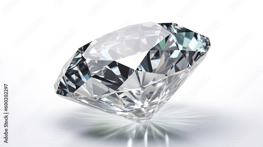 Large Clear Diamond with reflection Dazzling diamond on white background. Large Clear Diamond with reflection Dazzling diamond on white background.