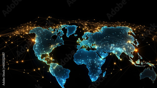 The digital world. Digital Network around the Earth - Generative Ai