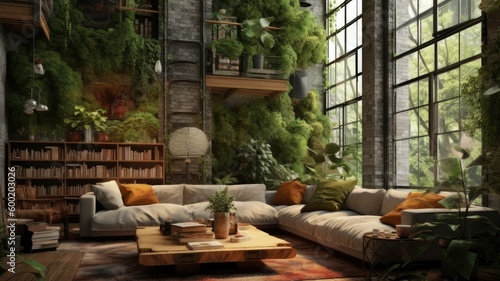 Biophilic interior design living room
