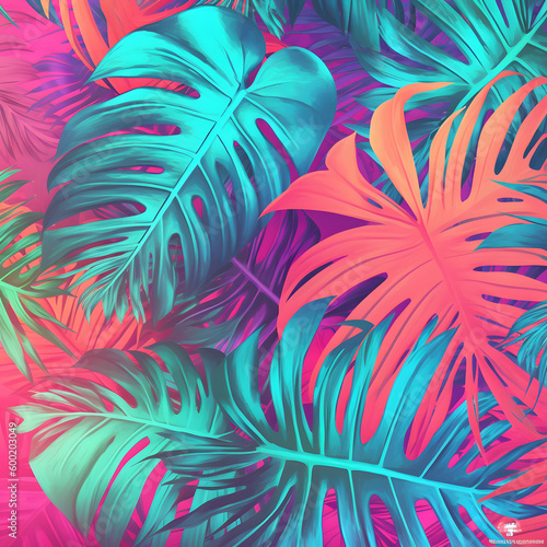 vibrant tropical palm leaves background