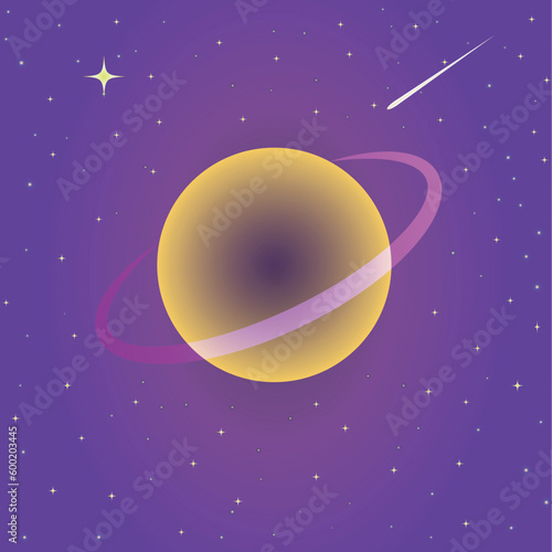 Fototapeta Naklejka Na Ścianę i Meble -  Space, a planet with a shooting star