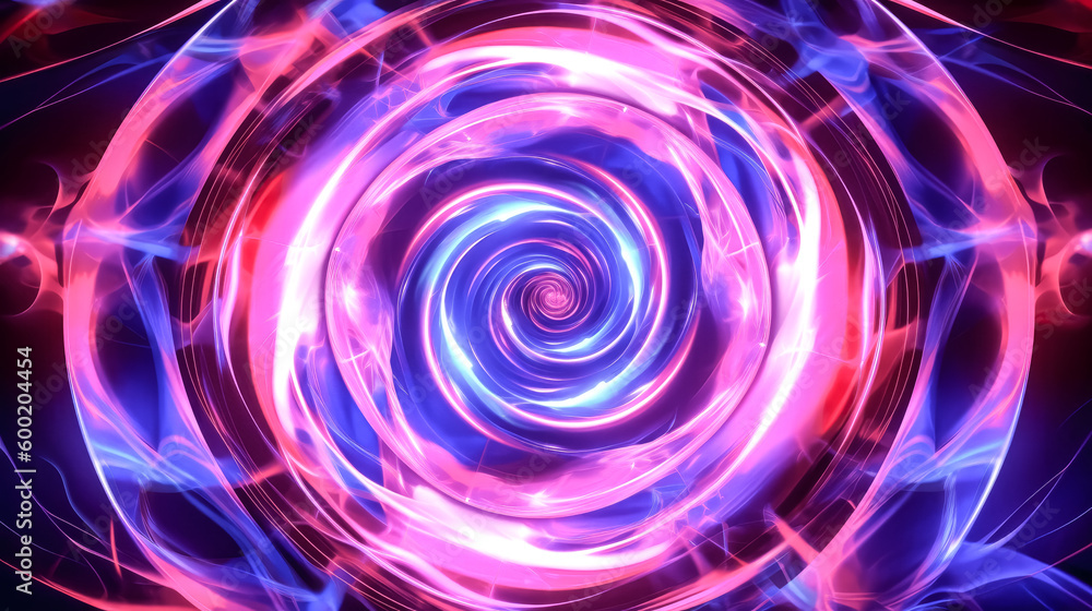 An abstract neon background with glowing pink and blue cubes was created - generative ai. An abstract neon background with glowing pink and blue cubes was created - generative ai.