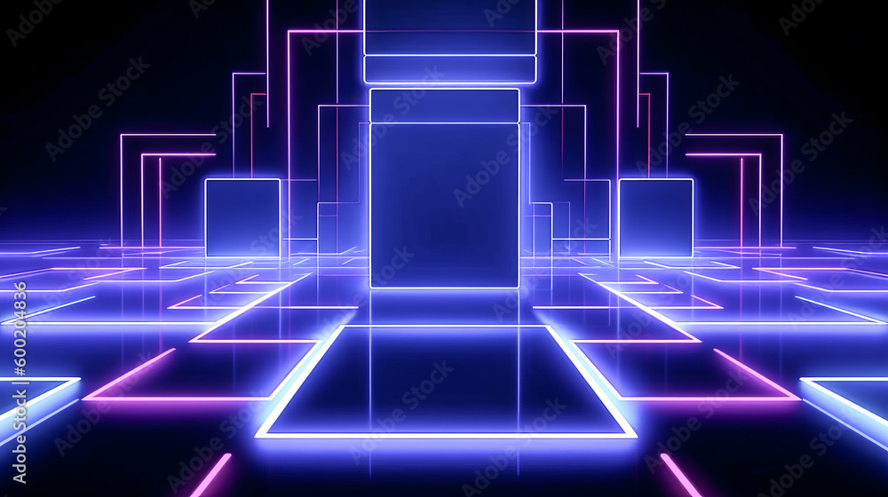 An abstract minimal neon background with glowing line was created - generative ai. An abstract minimal neon background with glowing line was created - generative ai.