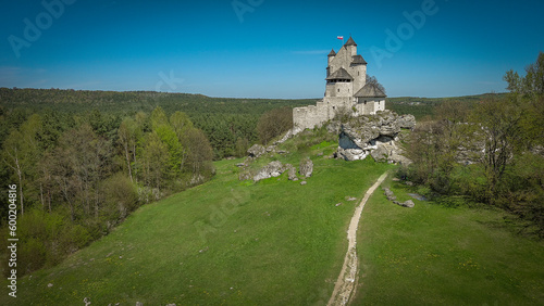 Castle in the village of Bobolice  Poland.