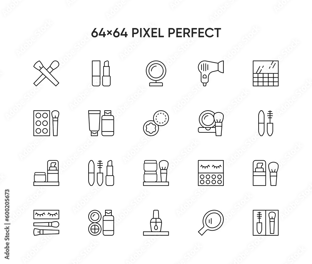 Beauty Cosmetic Flat Line Icon Symbol Set Collection
