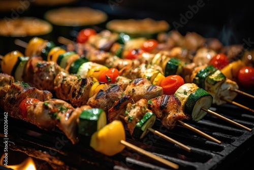 grilled chicken and vegetable skewers, generative ai