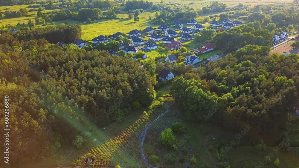Aerial photo of village of Houses Residential Drone Above View Summer Blue Sky Estate Agent Aerial photo of village of Houses Residential Drone Above View Summer Blue Sky Estate Agent