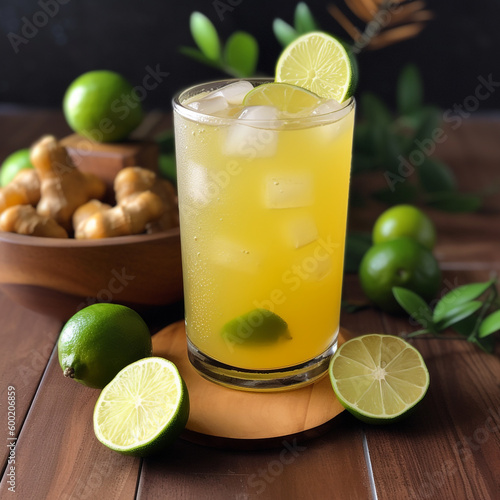 Close up of iced calamansi juice Generative AI