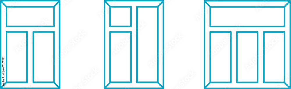 Windows of houses and buildings, glass windows vector icons Windows of houses and buildings, glass windows vector icons