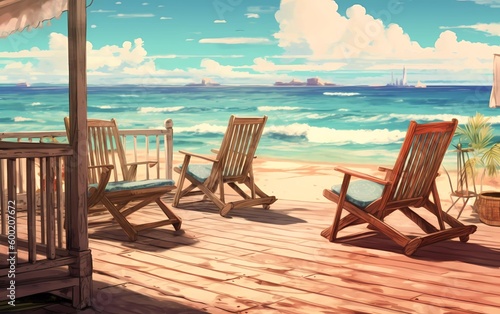 lounge chairs on the beach
