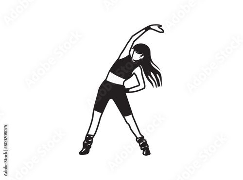 aerobic exercise icon vector, woman warm up pose