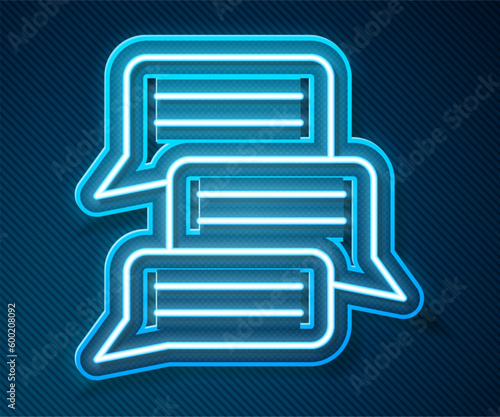 Glowing neon line Online psychological counseling distance icon isolated on blue background. Psychotherapy, psychological help, psychiatrist online consulting. Vector