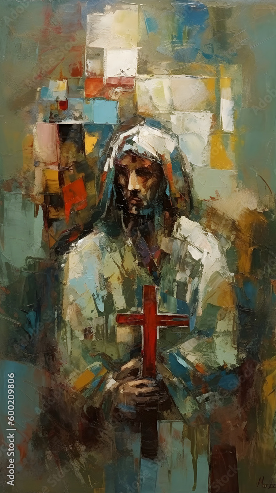jesus christ oil painting poster ,generative ai