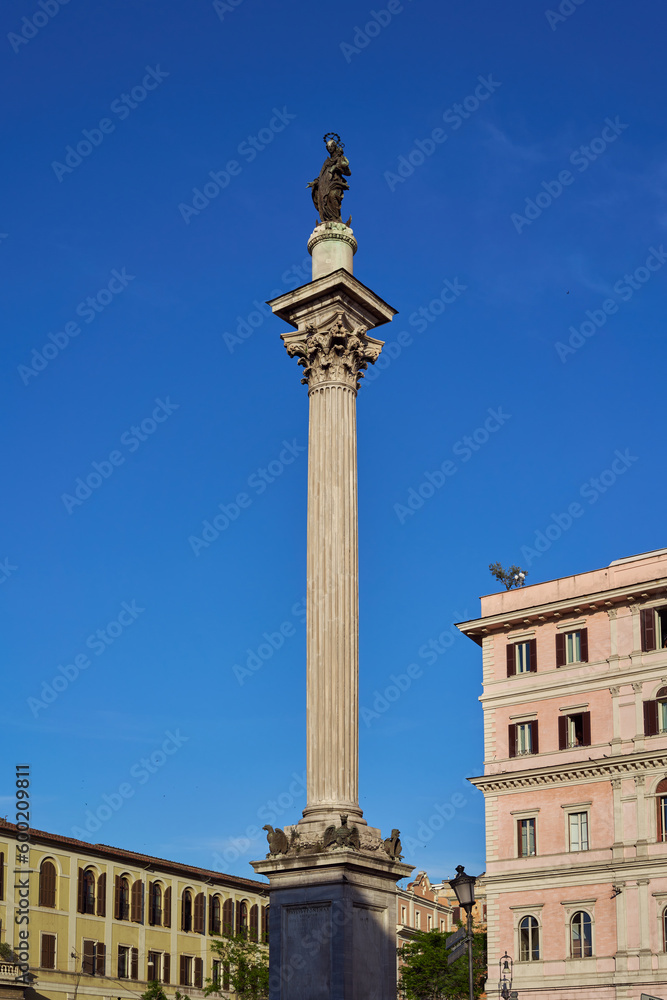 Colonna della pace (column of peace) at Santa Maria Maggiore square in Rome, Italy