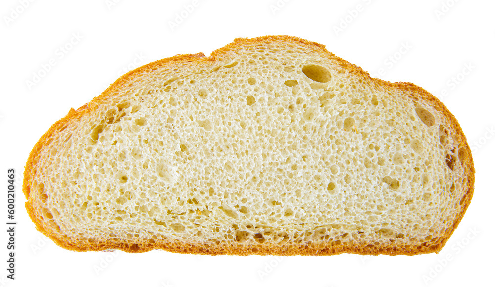 loaf of white wheat bread sliced on white background