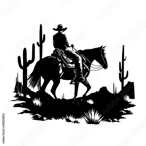 Fotobehang western, cowboy cricut  vector silhouette