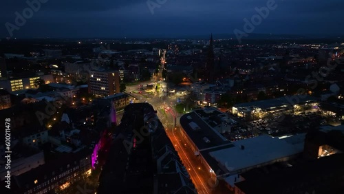 Wallpaper Mural At the evening crossroads in Karlsruhe, Germany, there is a calm traffic flow. Torontodigital.ca