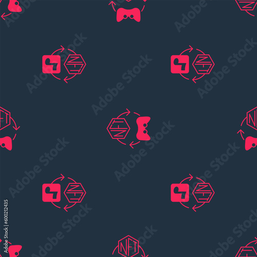 Set NFT Digital crypto art and on seamless pattern. Vector