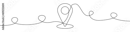 Geolocation, location pins sign line continuous drawing vector. One line Geolocation, location pin vector background. Geolocation, location pin icon. Continuous outline of Geolocation, location pin. 
