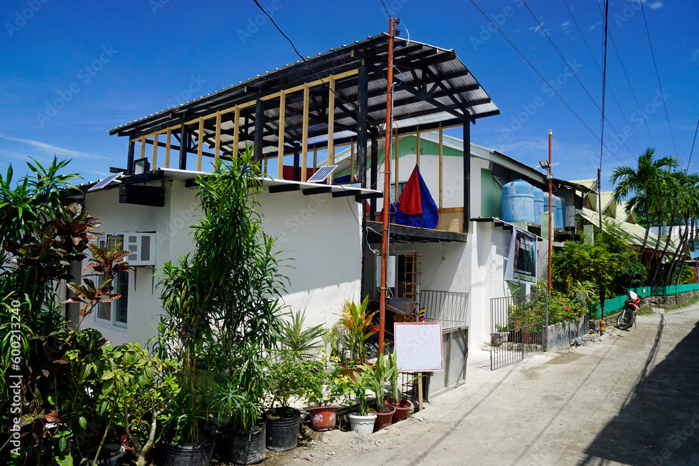 typical small houses near the beach at the philippines Stock Photo
