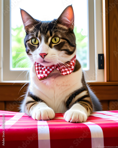 A table! Chat attendant son repas.IA générative.