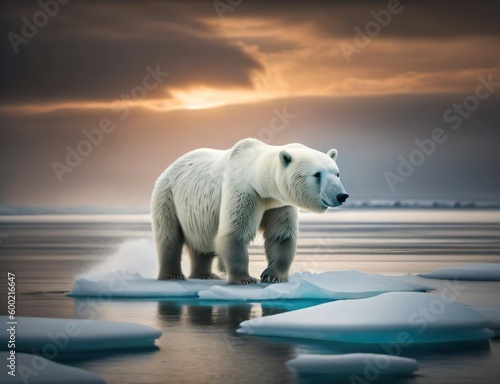 Polar Bear in a snow Ai Generated