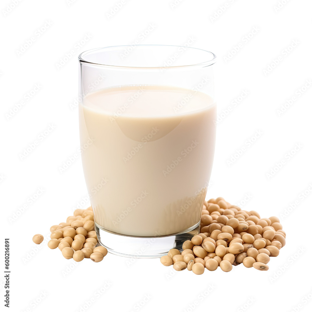 soy milk isolated on a transparent background, generative ai soy milk isolated on a transparent background, generative ai
