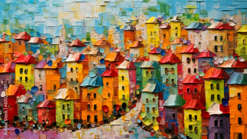 Obraz na płótnie Oil paintings city landscape